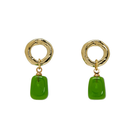 Green Murano glass circle earrings by Chama Navarro